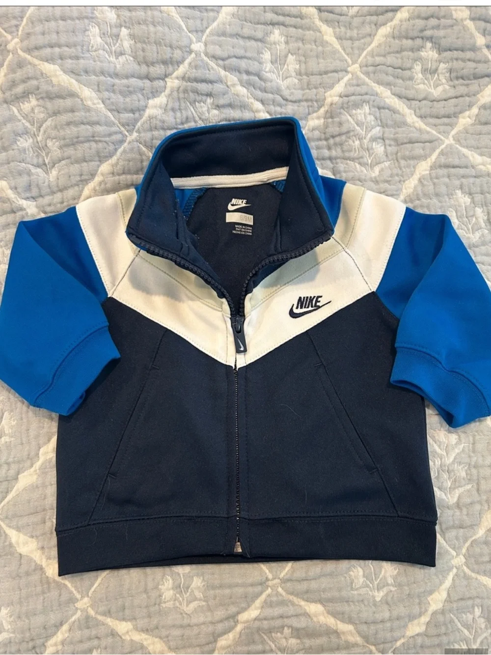 Nike Baby Boys Colorblock Zip Jacket - Navy, Blue, White - size 6-9m